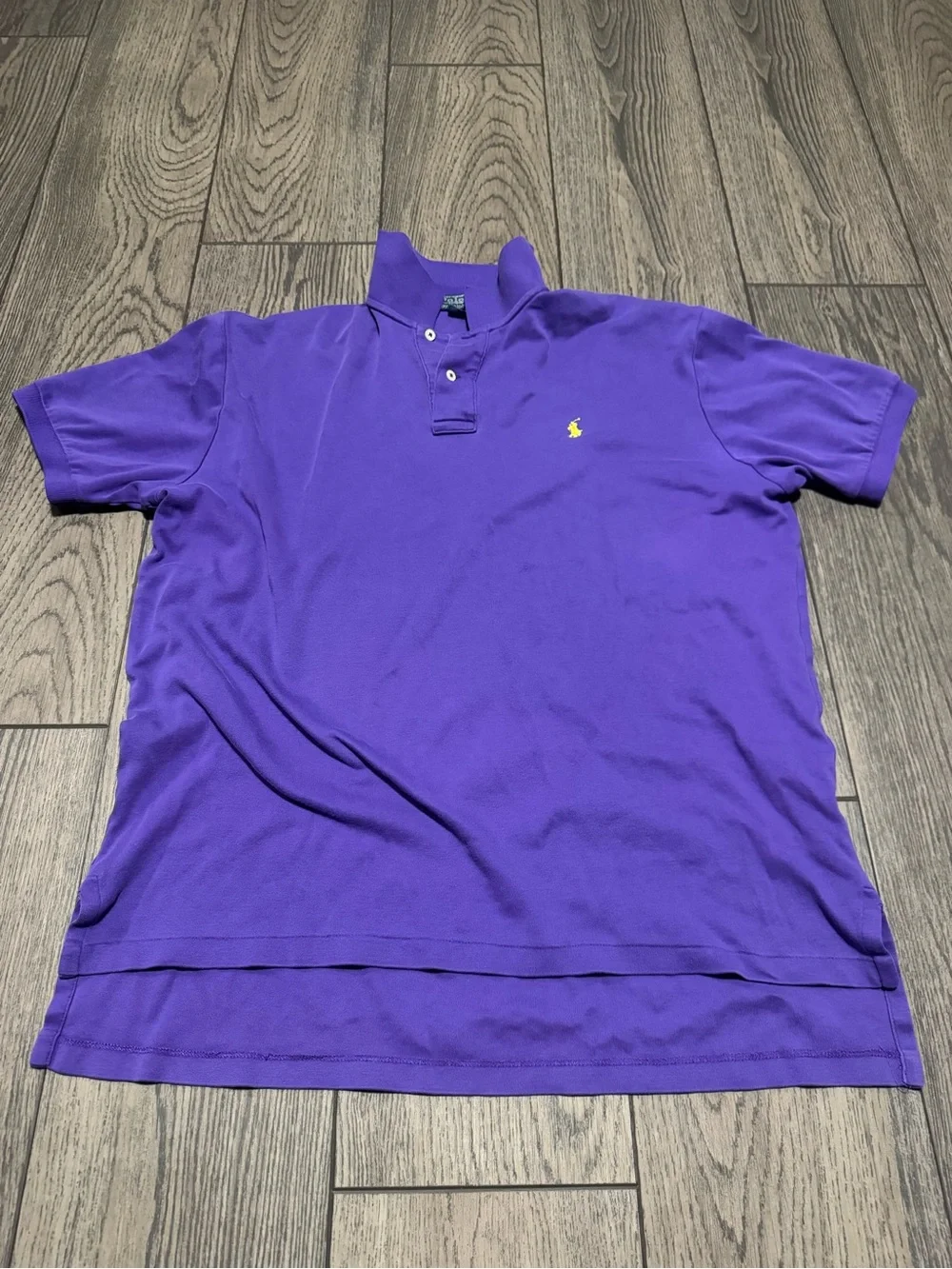 Polo Ralph Lauren Mens Purple Short Sleeve Polo Shirt Yellow Pony Logo Size L